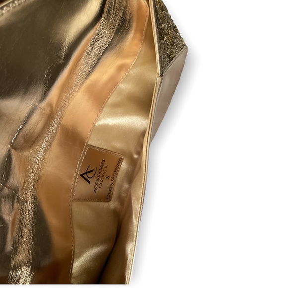 HTF Deepa Gurnani X Accessories Council Rose Gold Envelope Clutch Purse Bag - Picture 3 of 12